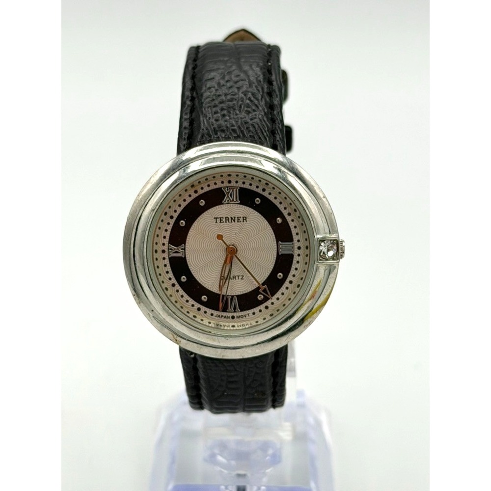 Bijoux Terner Women's Quartz Watch Rhinestone Crown Black Band Running